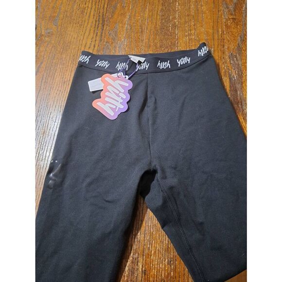 New Medium Fabletic Yitty Black Logo Major Label Shaping High Waist 7/8 Leggings - Picture 11 of 11